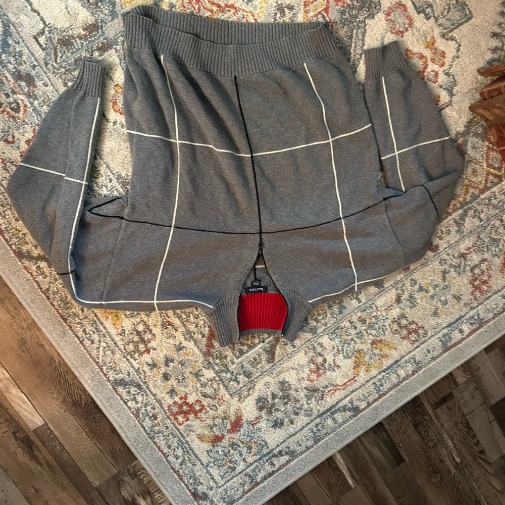 Nautica Gray and Red Sweater